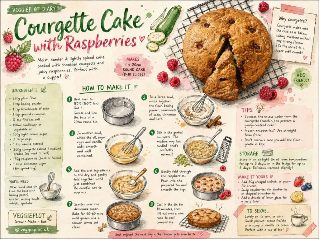 Courgette cake recipe card