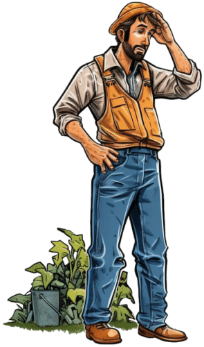 Gardener scratching head
