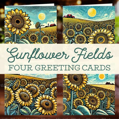 Four sunflower cards