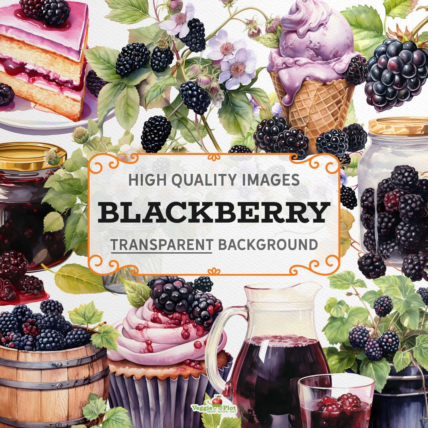 VeggiePlot Blackberry Clipart - Pack 1