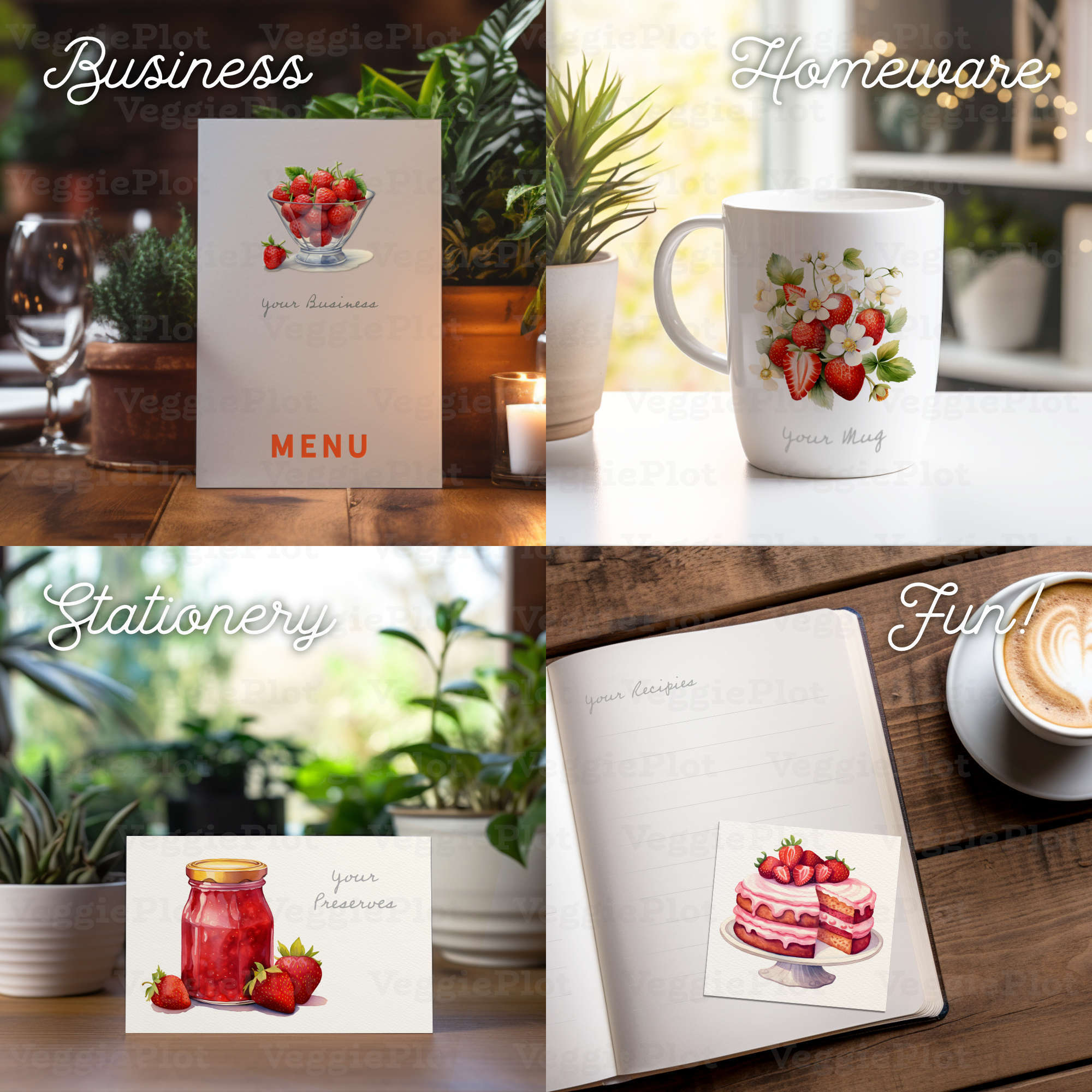 VeggiePlot Strawberry Clipart - Pack 1