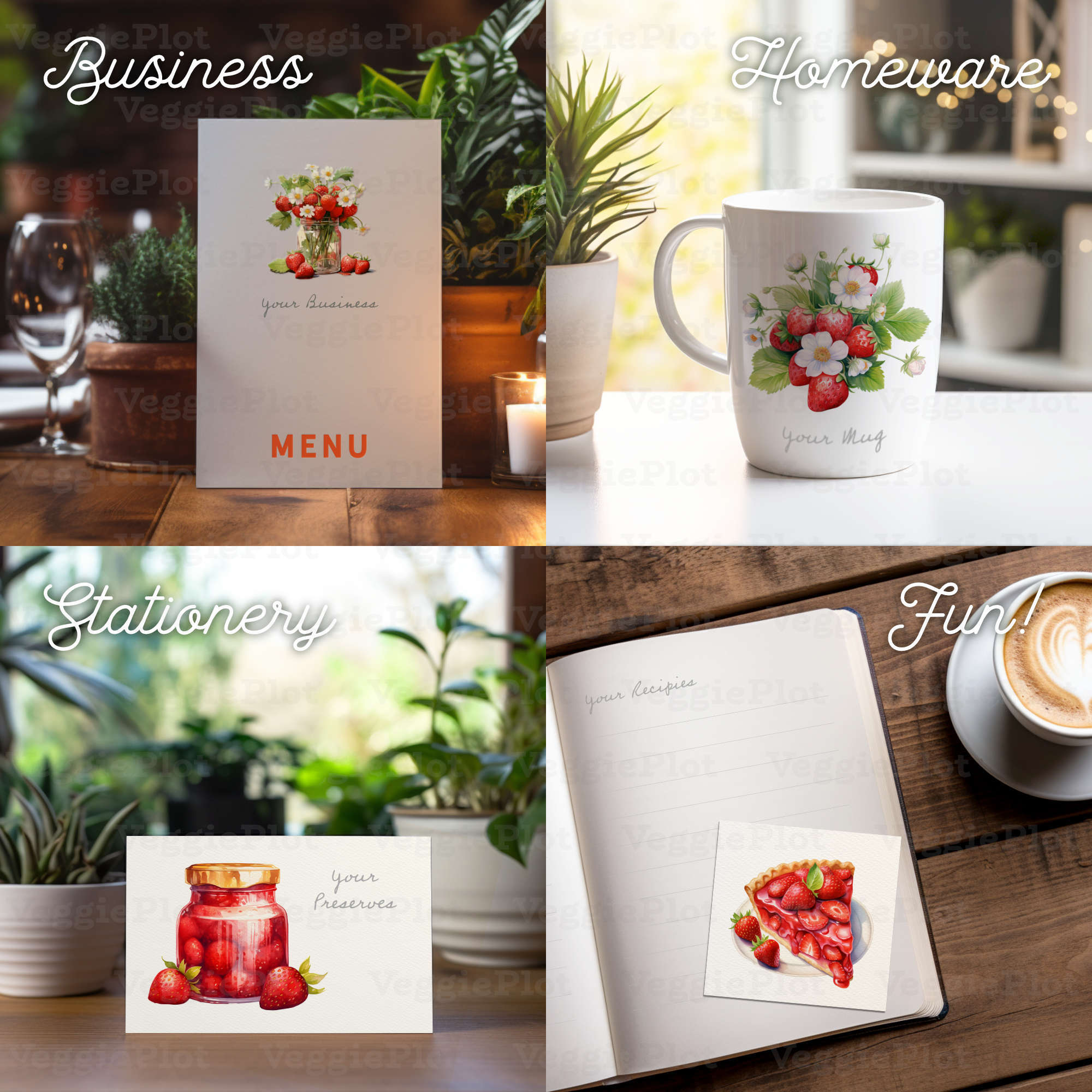 VeggiePlot Strawberry Clipart - Pack 2