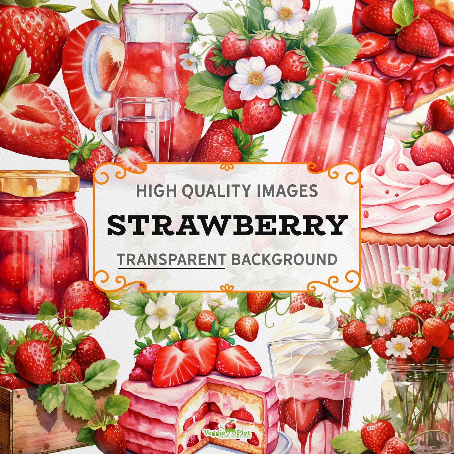 VeggiePlot Strawberry Clipart - Pack 2